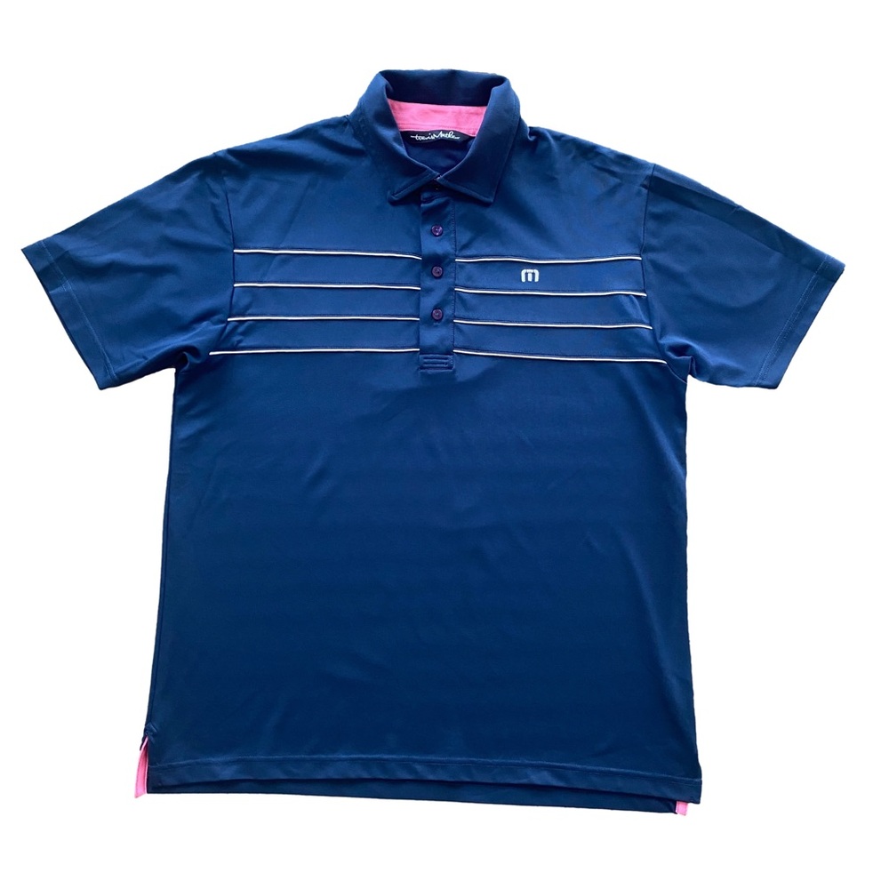 Travis Mathew Golf Polo Shirt Size L Short Sleeve Navy Stretch